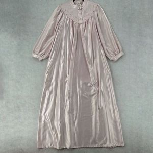 Vintage Ilise Elise Stevens Satin Ruffle Cottage Core Victorian Night Gown LARGE
